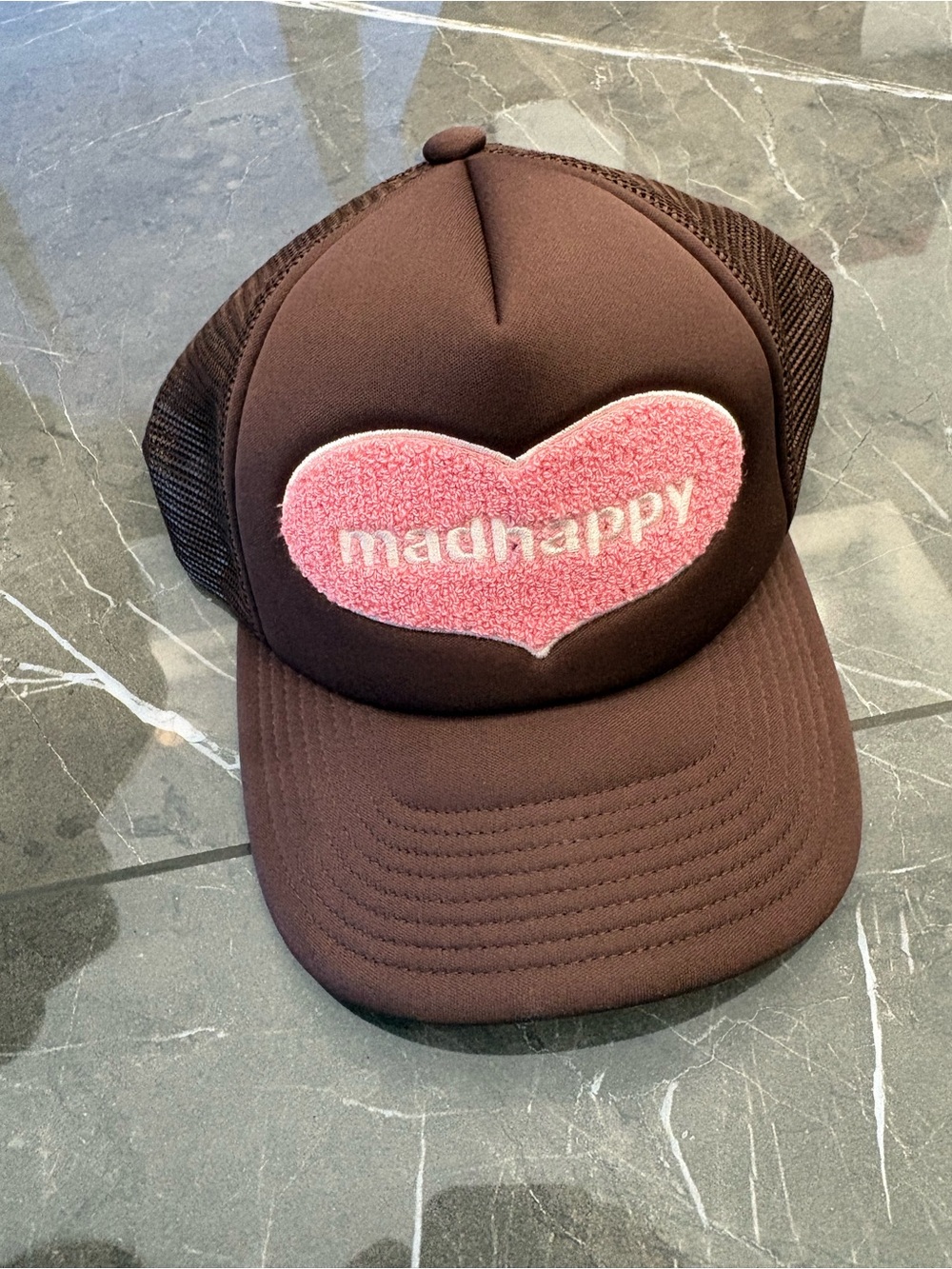 Madhappy Heart Bouclé Trucker Hat Brown Pink Brand New NWOT RARE